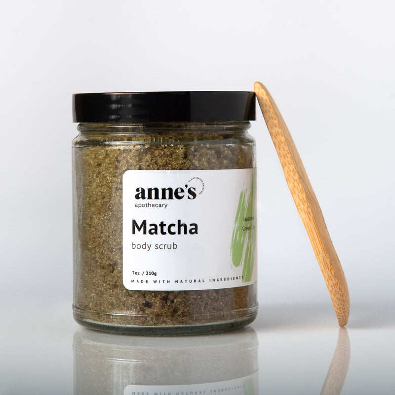 Matcha Body Scrub with mini bamboo spoon applicator